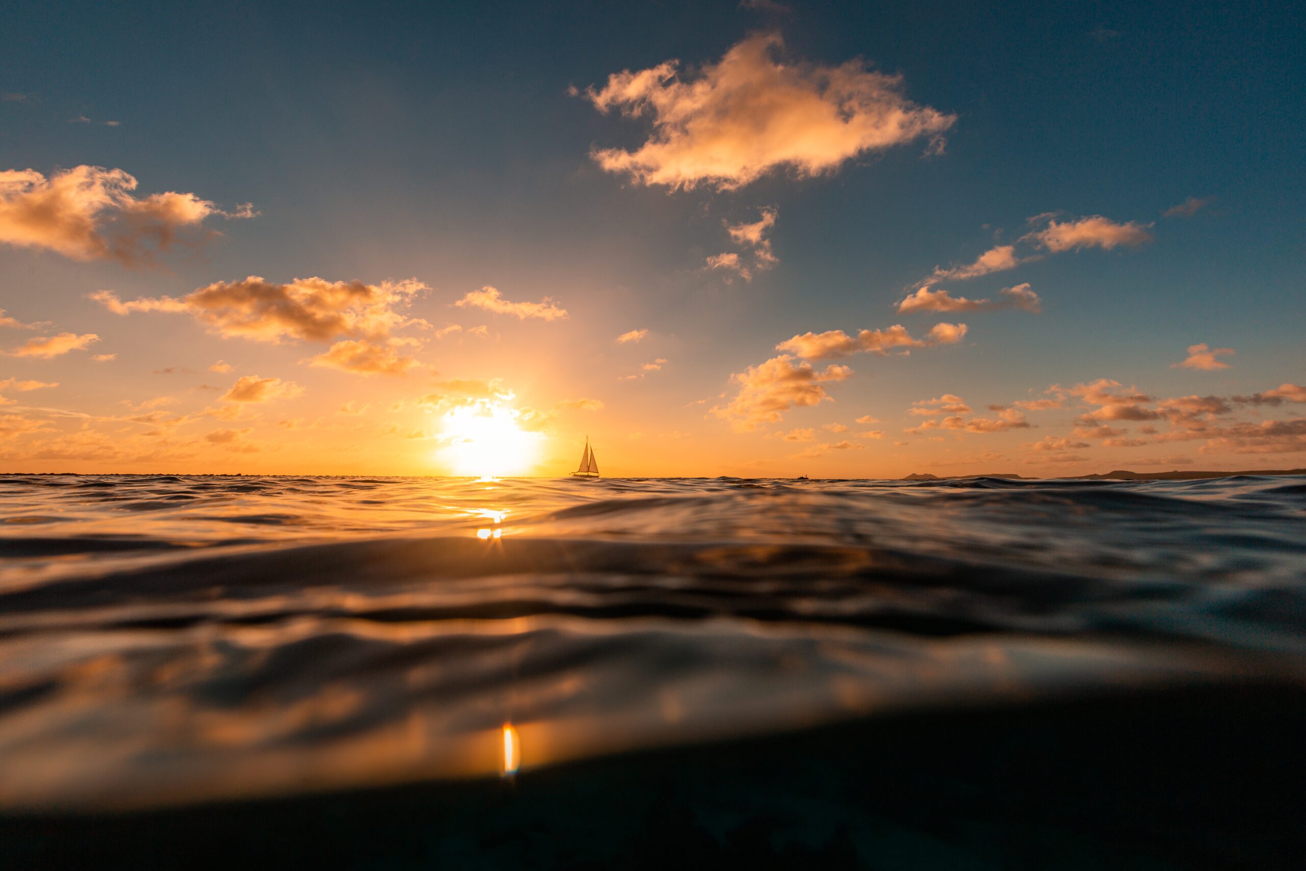 A breathtaking sunset over the ocean in the island of Bonaire, Caribbean
